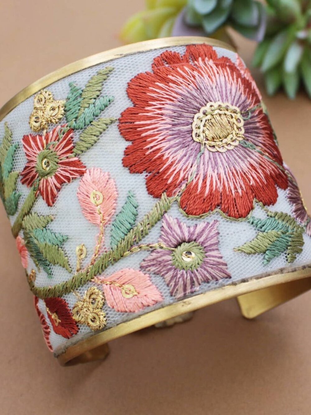 NWT Autumn Bloom Embroidered Cuff Bracelet